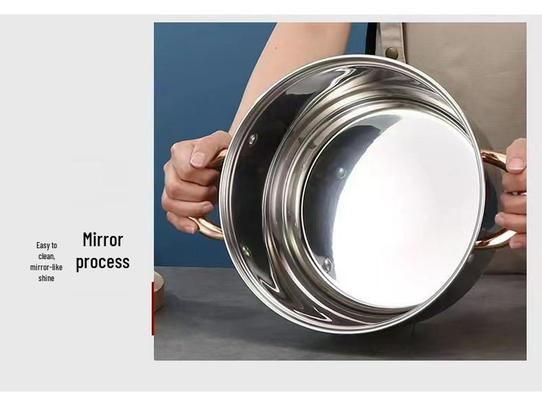 12-teiliges Kochgeschirr-Set mit Doppelboden: Enthält Kochtopf, Topf mit einem Griff für Babynahrung, Milchkännchen und beschichteten Topf.