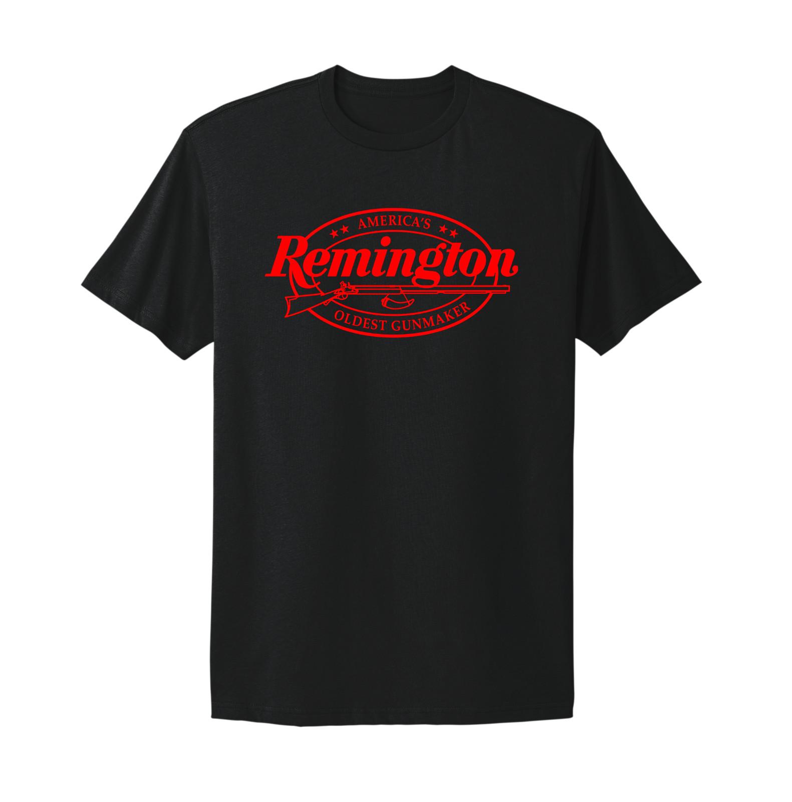 Remington Logo Guns Firearms Riffles Black Red T-Shirt Mens Womens Tees Top 2XL