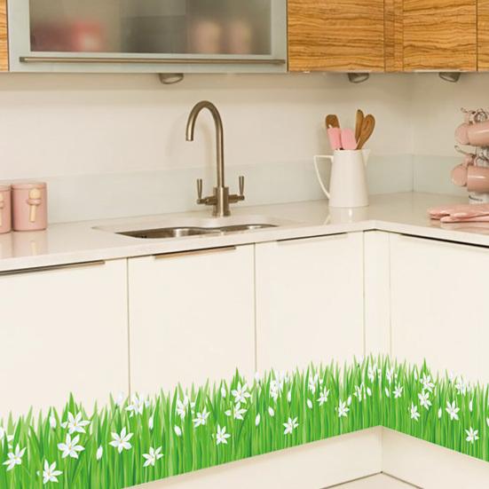 Gras Schmetterling Blumen Fußleiste Sockelleiste PVC Wandaufkleber Zimmer Kinderzimmer Dekor
