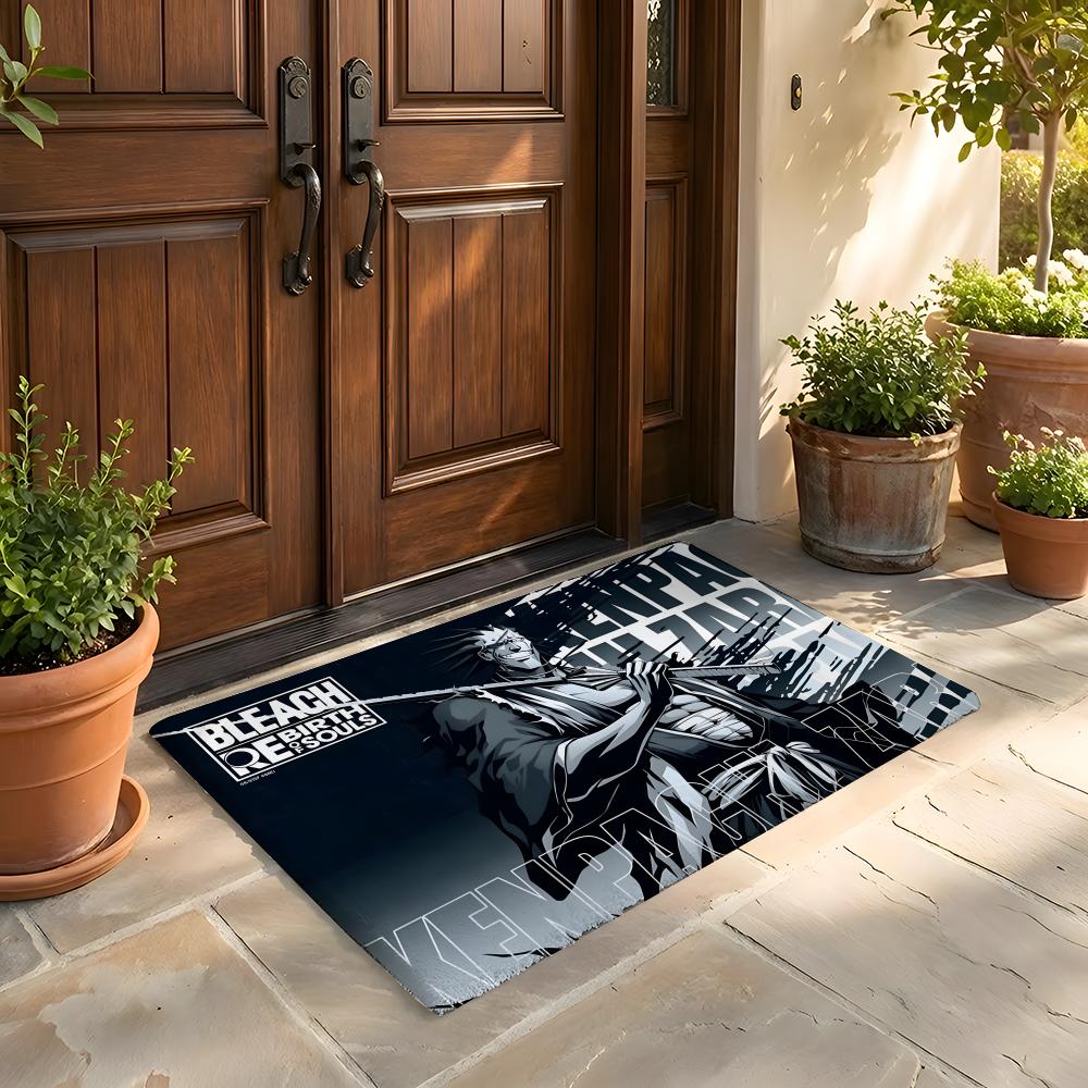 Fußmatte Weicher Flanellteppich Rutschfeste Saugfähige Matte für Badezimmer Schlafzimmer Heimdekoration Anime B Bleach