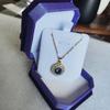 Luxurious Blue Zircon Micro-Paved Round Necklace for Women, 18K Gold-Plated, Gentle Fairy Style