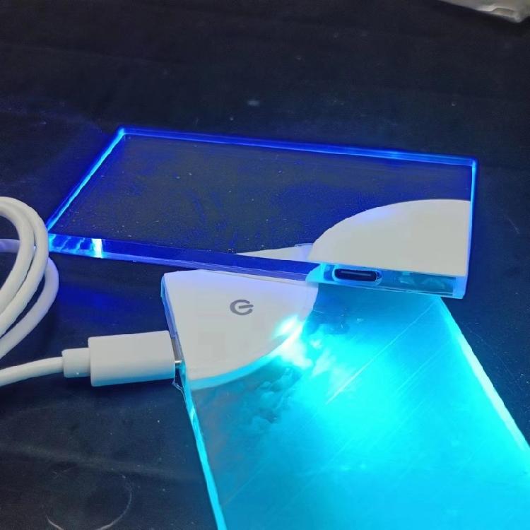 Pocket Sized LED Card Lamp Nameplate Light with Rainbow Effects for Business Professionals Transparent Name Tag Board