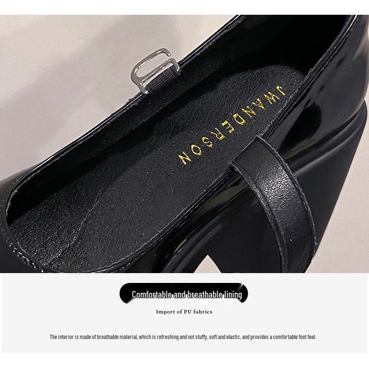 2023 Women's Retro Mary Jane Chunky Heel Leather Shoes - Height Boosting French Fashion