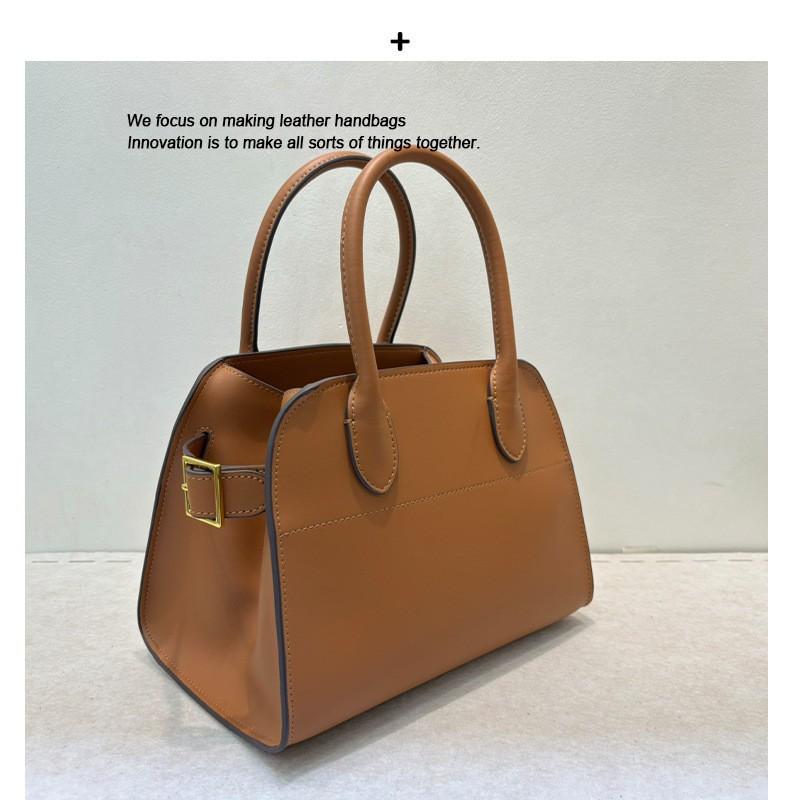 Niche Retro Premium Tote Bag Dong Jie Bai He Same Model Genuine Leather Large-capacity Commuter Portable Single-shoulder