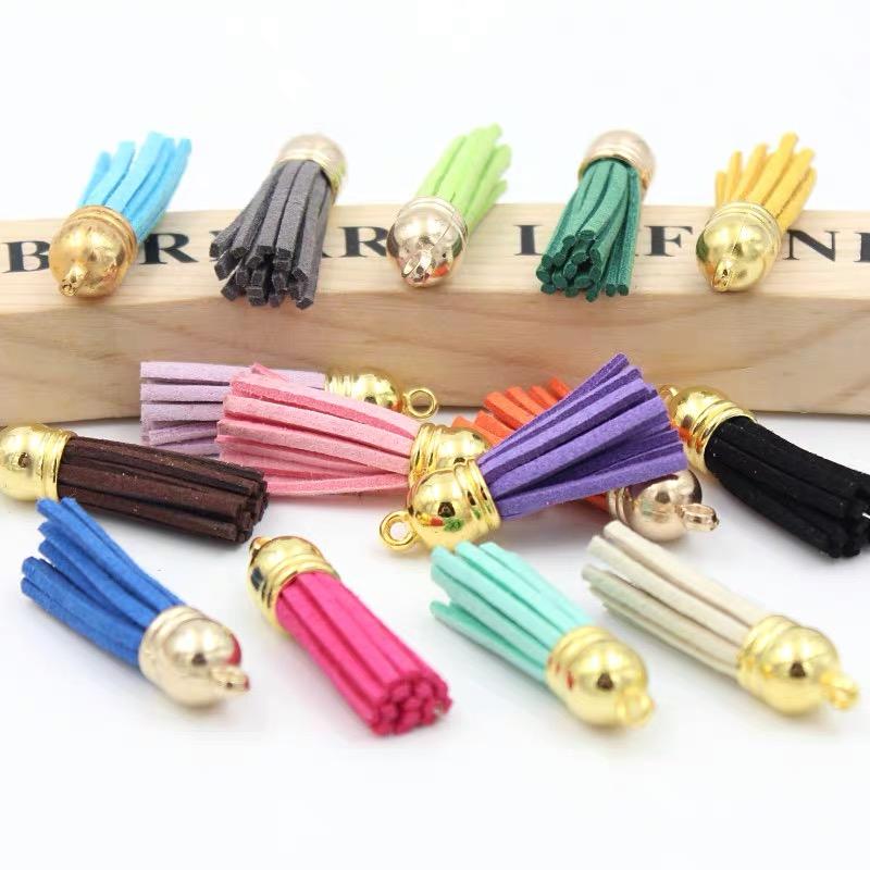 New 10pcs 38mm Vintage Leather Tassels DIY Keychain Cellphone Straps Pendant Tassels for Jewelry Earrings Findings Accessories