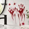 Kitchen Wall Decoration Halloween Blood Handprints/Footprints Stickers, Removable Decals, Spooky Waterproof Moisture-proof Sticker Window DIY