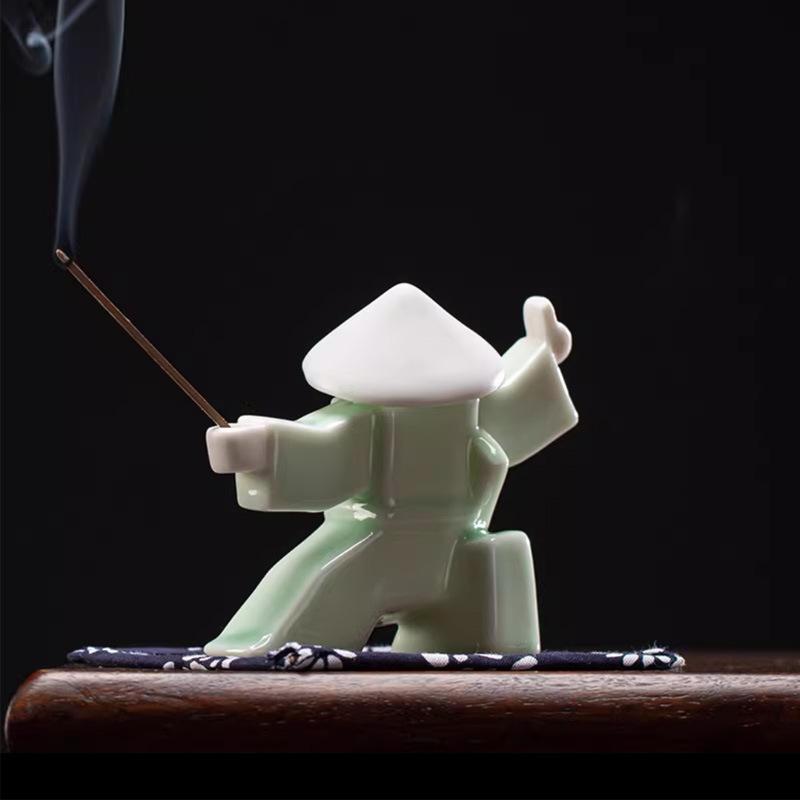Creative Ceramic Jianghu Warrior Incense Burner Ornament New Chinese Style Home Indoor Blocky Samurai  Sandalwood Incense Holder