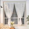 Cortinas Transparentes de Renda com Contas de Alto Padrão – Blackout Branco para Quarto, Sala de Estar, Janela de Canto ou Divisória de Varanda.