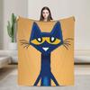 Pete the Cat Blanket Cover Flannel Cool Kitten Cartoon Soft Throw Blankets for Outdoor Travel Bed Rug
