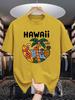 Unisex Crew Neck Tee Hawaii Tropical Beach Scenery Graphic Print Soft Cotton Loose Short Sleeve Summer Casual Male Streetwear Tops