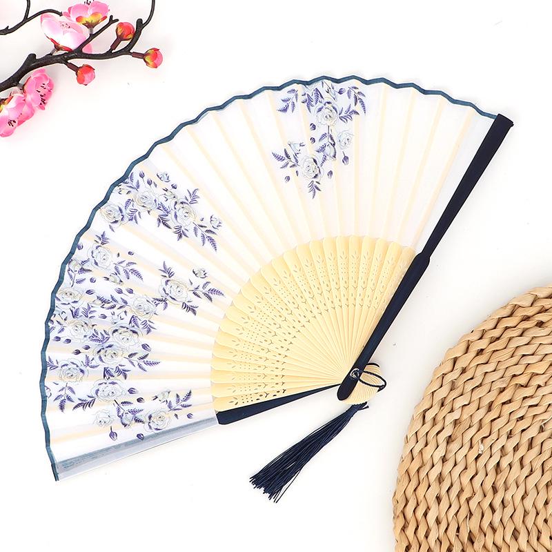 Hanfu skládací vějíř pro ženy inspirovaný japonským a čínským stylem – Scénický tanec bambusový styl
