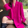 Blazer da Donna Taglie Forti con Collo a Revers Manica Lunga Vestibilità Larga Casual Lunghezza Media