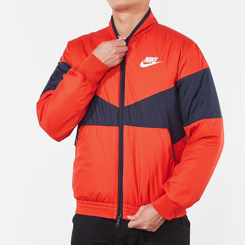 Nike Sports Casual Warm Color Block Jacket Men Jackets Red AJ1021-634