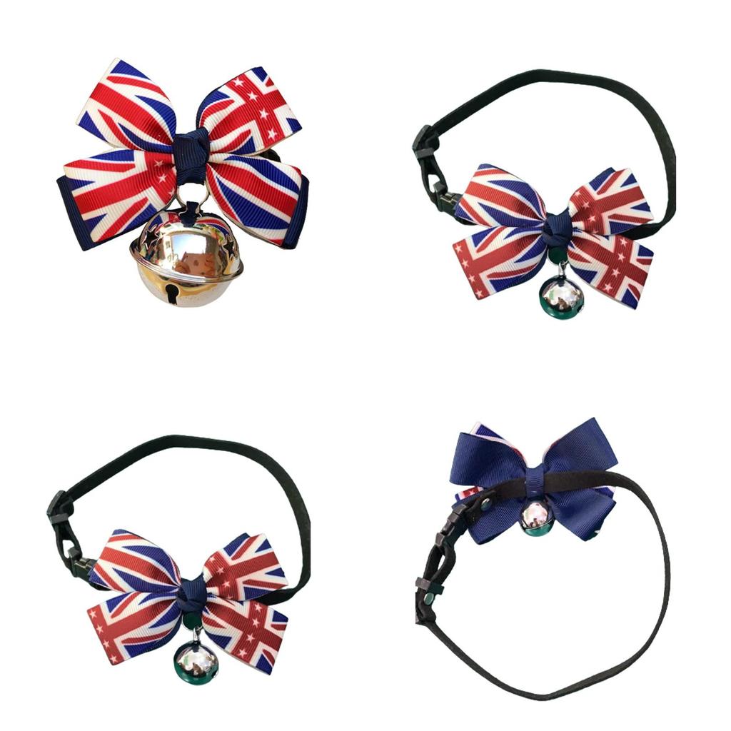 Cute Pet Bell Collar With British Flag Bow Tie Perfect Gift For Dog And Cat Lovers