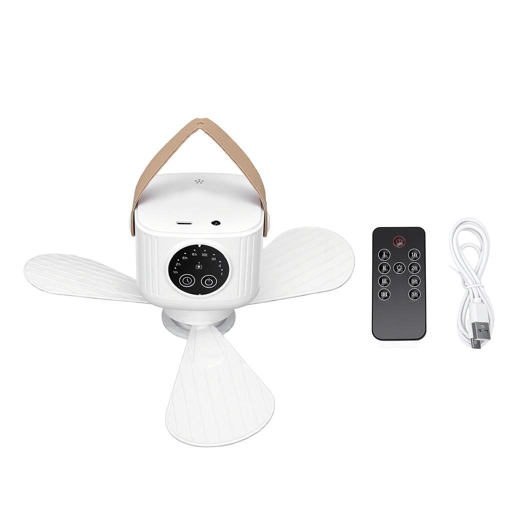 Ceiling Fan Portable Camping Fan with LED Light USB Rechargeable Battery Operated Support Hanging and Remote Control