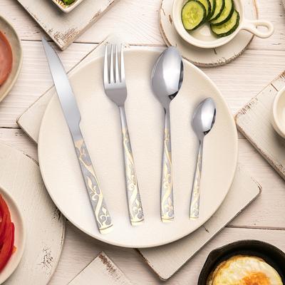 4/24 Stück Hochwertiges Edelstahl Besteckset Messer Gabeln Löffel Silbernes Besteck Geschirr Küche Restaurant Utensilien