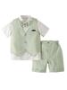 Baby Boys' Summer Gentleman Three-Piece Outfit: Short Sleeve, Shorts, and Vest Set