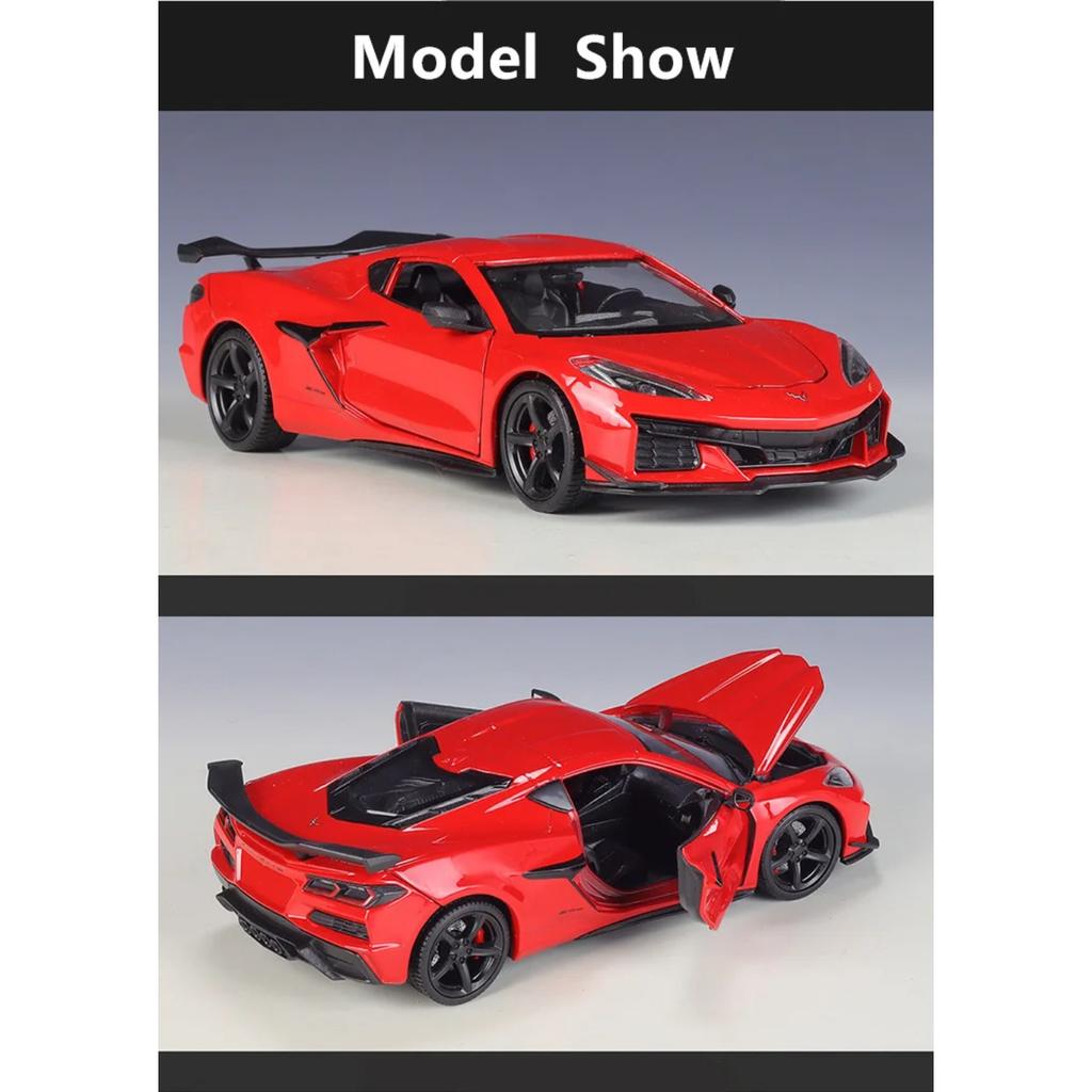 WELLY 1/24 Chevrolet Corvette Z06 2023 Alloy Sports Car Model Diecast Metal Track Racing Car Vehicles Model Simulation Kids Gift