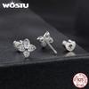 Moissanite Mini Butterfly Clover Earrings 925 Silver Diamoind Cut Wedding Party Ear Studs Party Gift For Mom Daughter