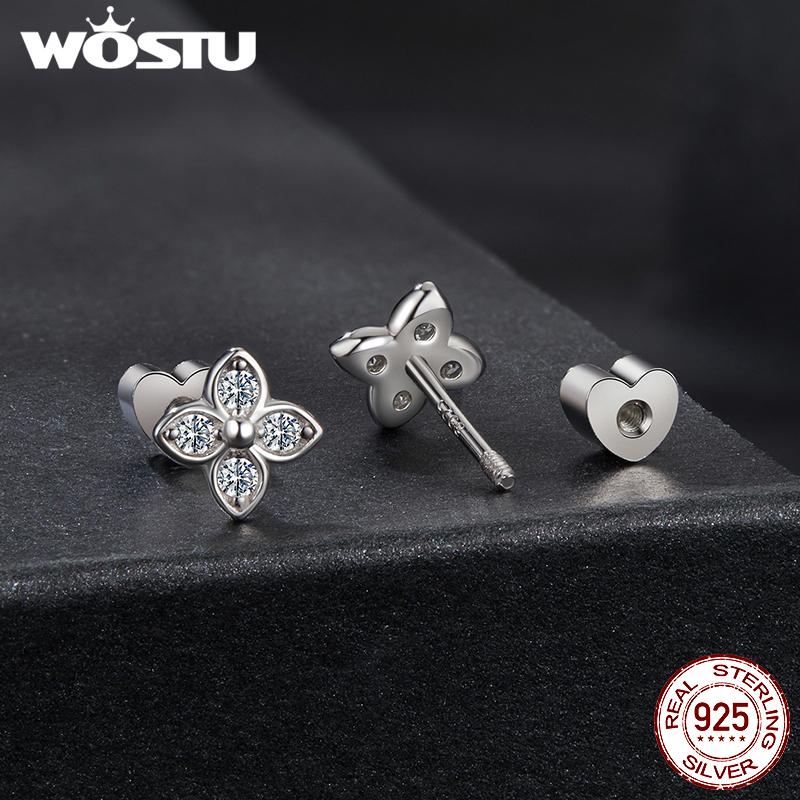 Moissanite Mini Butterfly Clover Earrings 925 Silver Diamoind Cut Wedding Party Ear Studs Party Gift For Mom Daughter