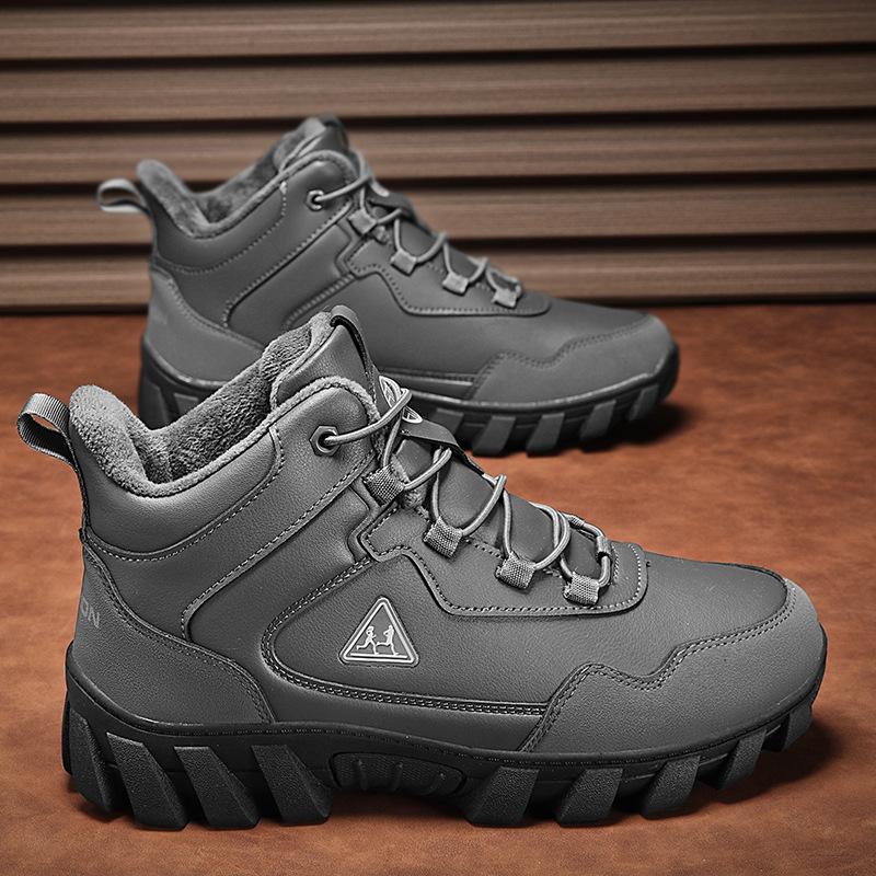 High-top snow boots men's dad shoes winter velvet thickened warm large size cotton shoes men's 46 sports shoes non-slip