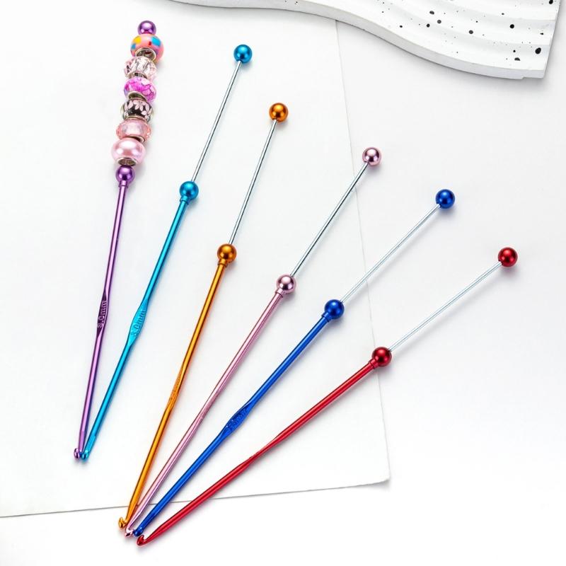 Beads Knitting Needle Metal Crochet Hook 3mm Easy to Use Crochet Needle for Crocheting Knitting for Handicrafts