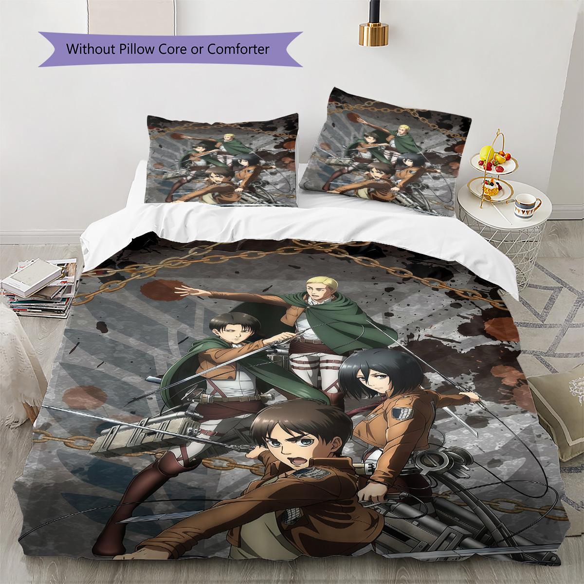 

Attack on Titan Survey Corps 2 Bedding Set, 1 Duvet Cover & 2 Pillowcases, Cozy Home Use, Great Gift for Fans 135x200cm