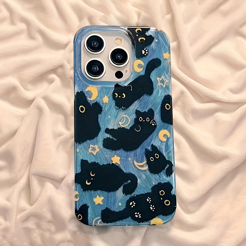 

Cartoon Black Cat Phone Case for iPhone 15/14/13 Pro Max - Soft and Compatible iPhone 12 Pro Max