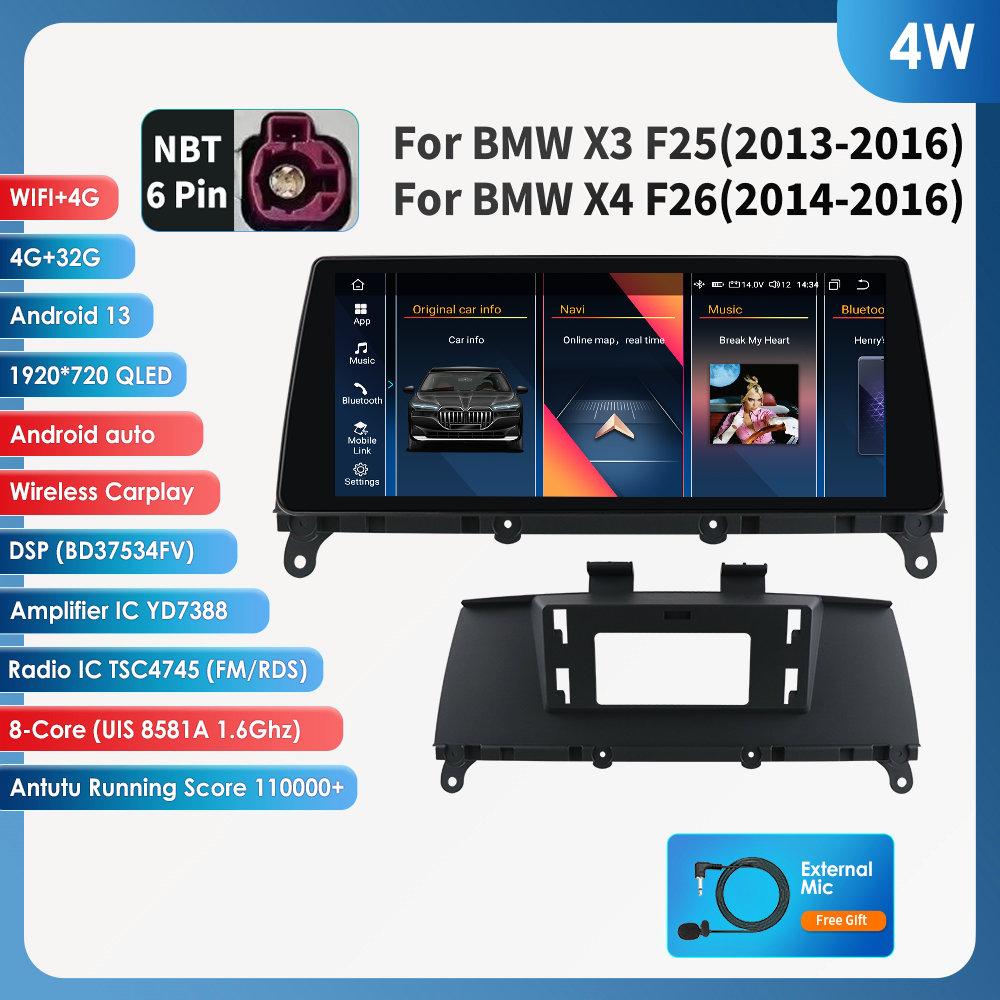 OSSURET Odtwarzacz radia samochodowego Android dla BMW X3 F25 F26 X4 CIC NBT Android Auto Radio Carplay Multimedia Wideo GPS WIFI Autoradio Inteligentny ekran DSP