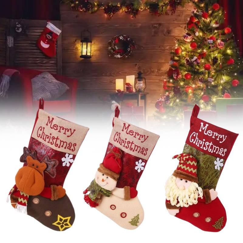 Festlicher Weihnachtsstrumpf Geschenkbeutel mit gestickten Designs für festliche Stimmung