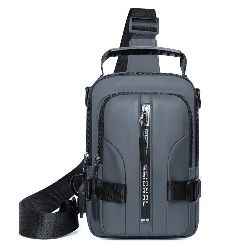 

Многофункциональная сумка через плечо для мужчин с зарядкой через USB, нагрудная сумка для коротких поездок, водонепроницаемая сумка через плечо большой емкости серый