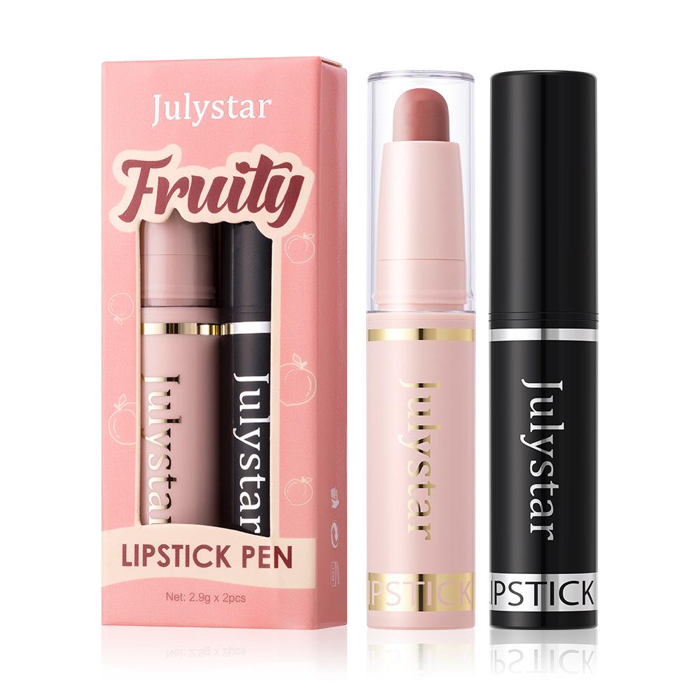 2pcs Fruit Flavor Moisturizing Beauty Makeup Water Lipstick Matte Mist Face Velvet Lip Glaze Sexy Gorgeous Candy Color Lip Makeup