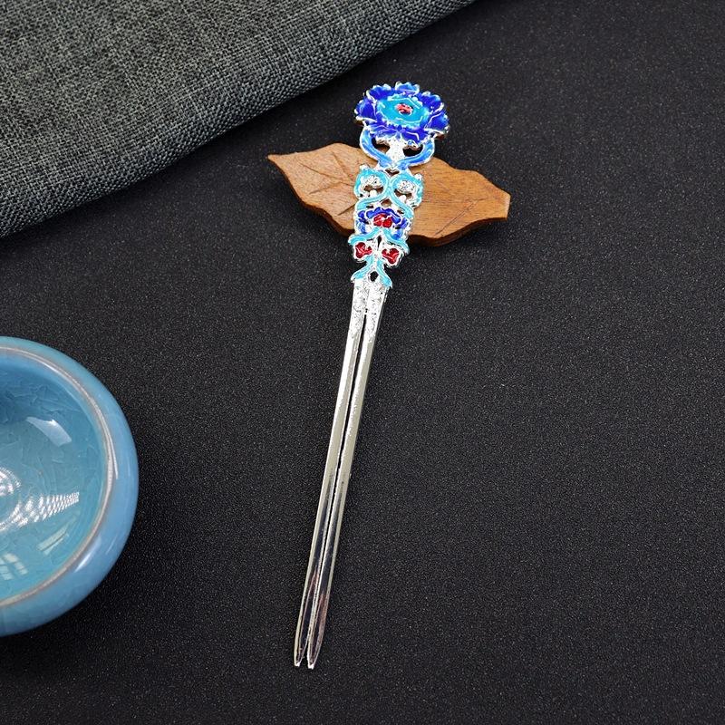 

Винтажная шпилька в стиле Тан, шпилька Дуньхуан эпохи Мин, древняя шпилька ханьфу с эмалью, шпилька с резьбой в виде цветов, украшение для головы