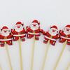 (100pcs/pack) 11.8cm Santa Claus Bamboo Skewers Disposable Toothpick Kitchen Accessories Dessert Fruit Christmas Party Wood