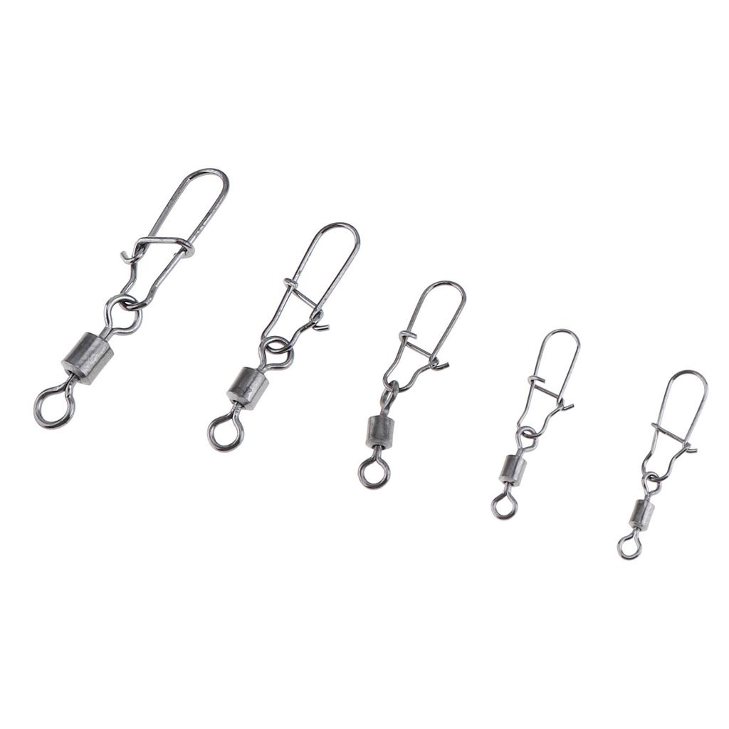 20Pcs High Strength Rotating Fishing Clips,4 #6 #8 #10 #12# Quick Change Swivel Connectors for Freshwater Saltwater Fishing
