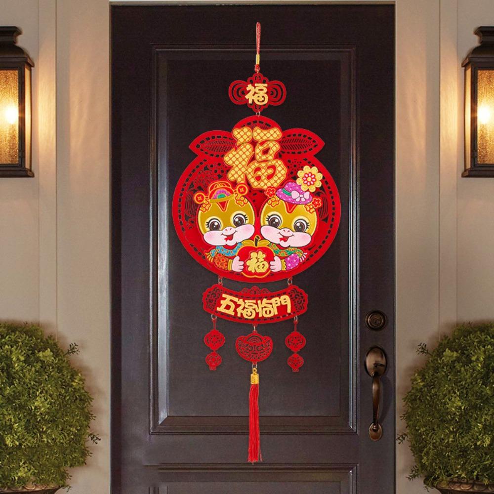 Traditional Fortune Pendant Reusable Red Lantern String Blessing New Year Ornaments  Atmosphere