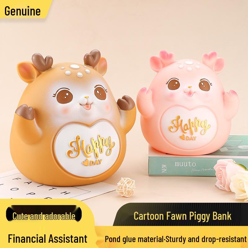 New Deer Cartoon Large Piggy Bank: Net Red Savings Bank for Girls, Kids' Gift