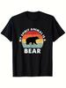 Men'S & Women'S Heavyweight 180Gsm T-Shirt Retro Bear Spirit Animal Graphic Tee Soft Crewneck Shirt for Casual Attire Funny Birthday Gifts (S XXXL, Bl