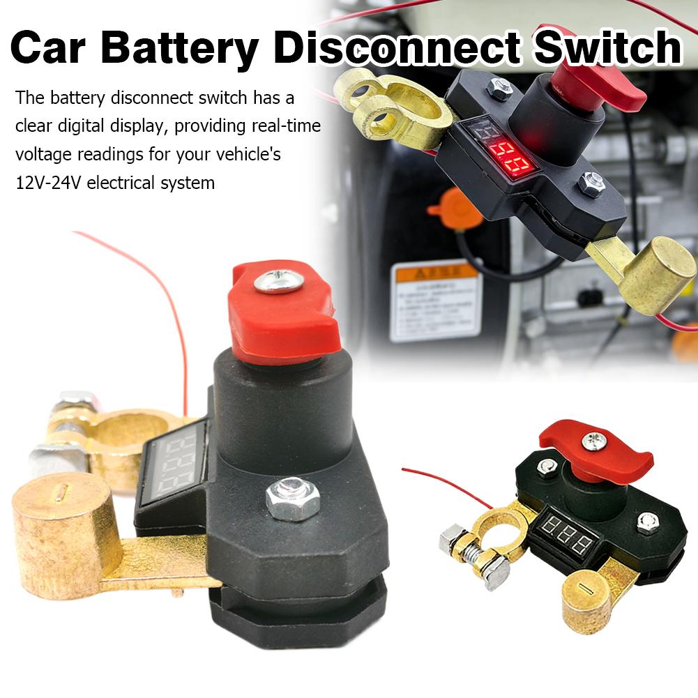 12V-24V Car Battery Disconnect Switch With Digital Voltmeter Bidirectional Joint Can Rotate Power Disconnect Switch