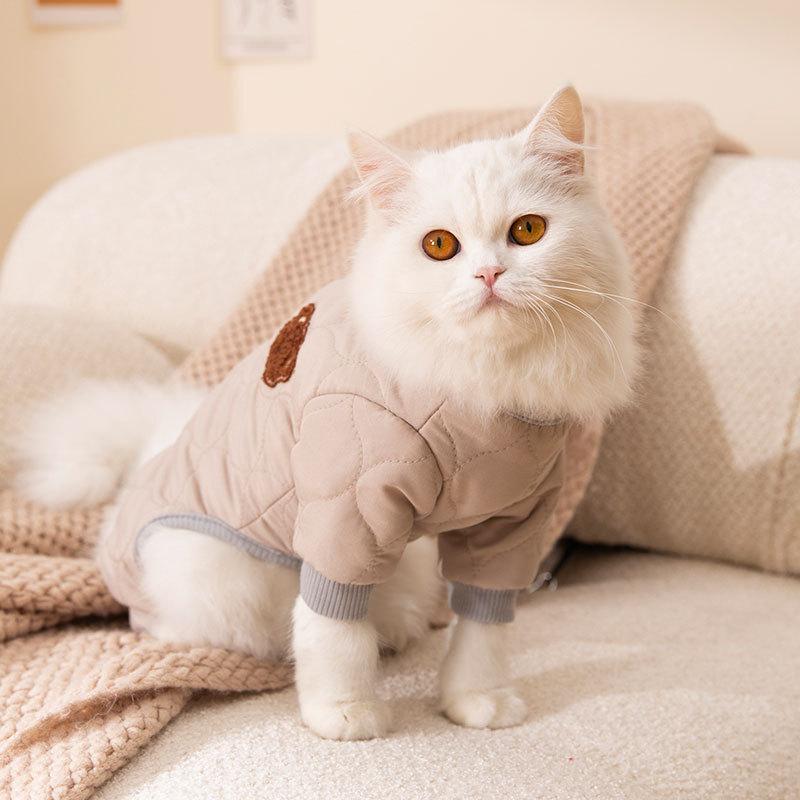 Simple sticker quilting cotton puppy four-legged clothes cute wind bear autumn and winter warm small dog pet cat clothes