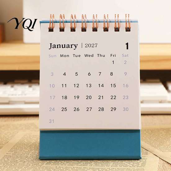 Durable Spiral Bound Calendar 2027 English Desktop Calendar, Minimalist Table Planner with Gold Easy Viewing Monthly Foil Cover, Thick Paper, 18-Month