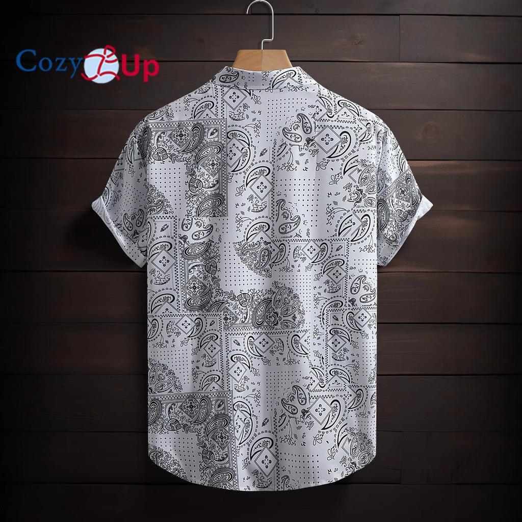 Men's Short-sleeve Shirt for Men White Cashew Nut Men's Shirt Retro, Summer, New 2025 Collection