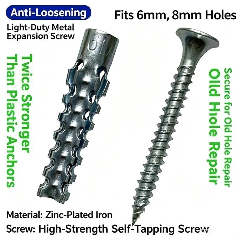 Light Duty Metal Expansion Anchors 1Pcs Strong Load Anti-Loosening Design for Household Shelf Mounting Repair