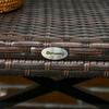 PE Rattan Garden Side Table, Outdoor Coffee Table with X-Shape Frame, Mixed Brown