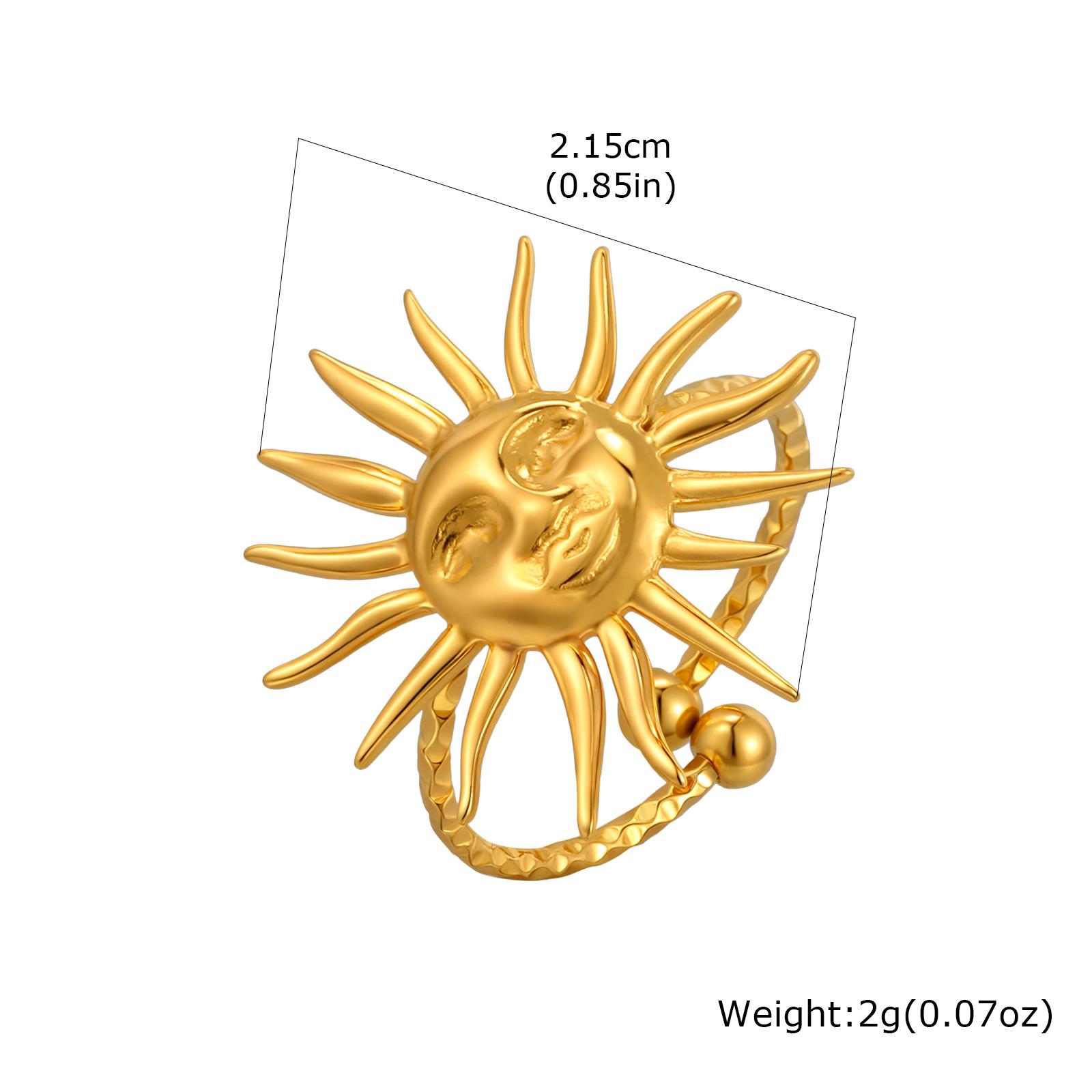 

Vintage Bohemian Stainless Steel Ring, Geometric Exaggerated Sun-shaped Open Rings for Women, Waterproof Exquisite Jewelry Gift