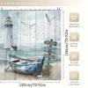 1pc Nautical Coastal Shower Curtain Ocean Beach Lighthouse  -   With Hooks Waterproof Mildew Proof Easy Install Washable