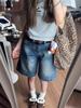 Retro Spicy Girl Women's Low-Waist Denim Shorts - Summer Loose Fit 5-Point Wide-Leg Mid-Length Design