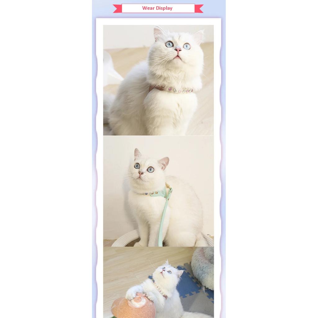 PU Leather Dog Cat Harness Vest and Leash Set Imitation Diamond Pet Harness Puppy Small Dog Cat Harness Pet Supplies