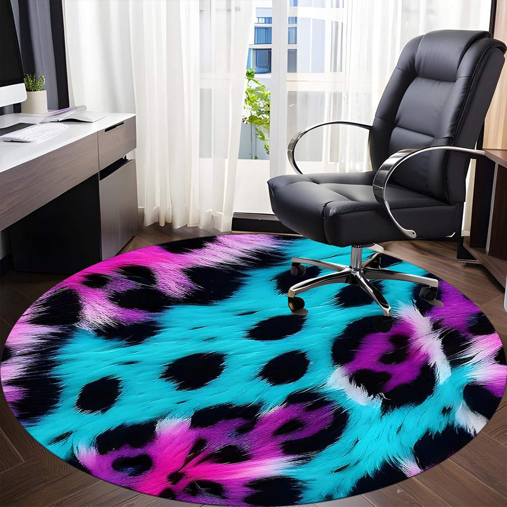 1pc Cheetah Print Vibrant Office Round Area Rug, Mat Suitable ForOffice, Under Office Chairs Bedroom Living Room Home Decor, Room Deco