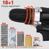 12V Electric Cordless Drill Screwdriver Hand Drill 2 Speed 18+1 Torque Adjustment Li-Ion Battery Rechargeable Power Tool